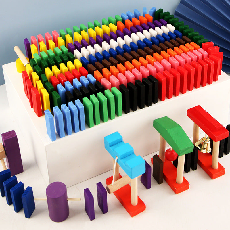 Colourful wooden domino blocks