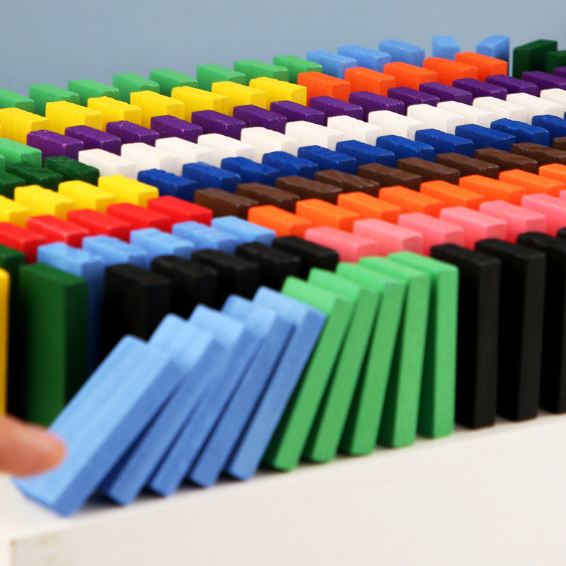 Colourful wooden domino blocks