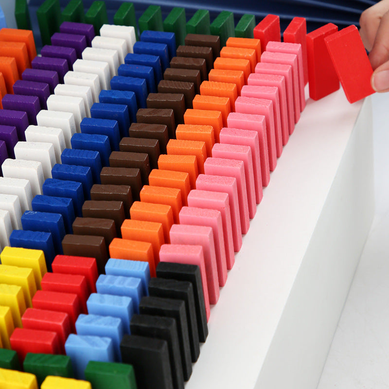 Colourful wooden domino blocks